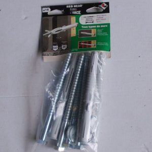 Sachet de 4 chevilles nylon LONGFORCE D.16 x 165mm.  avec tirefonds RED HEAD ref. B16165SA4