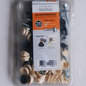 25 Vis auto-perceuse 4,9x35mm. + 25 capuchons gris + 25 capuchons beige YOUSTEEL