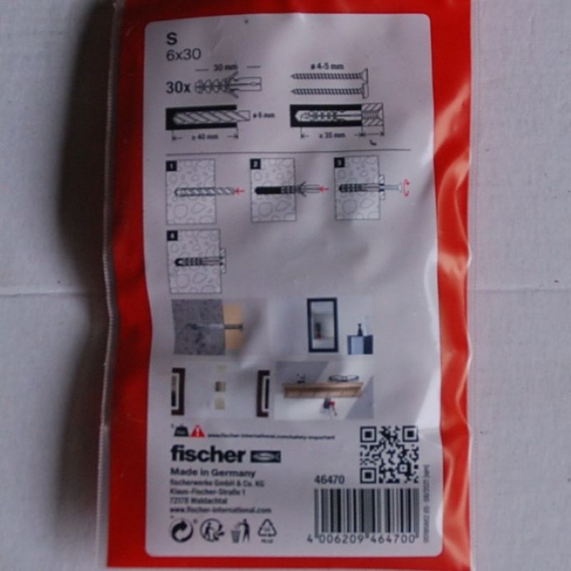 30 Chevilles nylon S 6 x 30 FISCHER ref. 46470 – Image 2