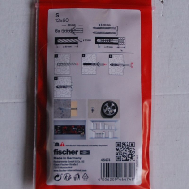 6 Chevilles nylon S 12 x 60 FISCHER ref. 46474 – Image 2
