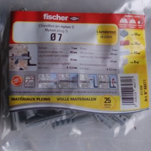 25 Chevilles nylon S 7 x 30 FISCHER ref. 46471