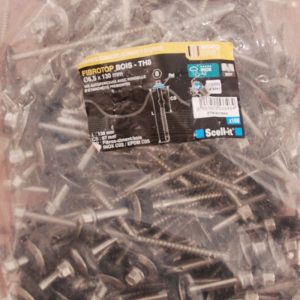 100 Vis Inox A2 fibres-ciment sommet onde support bois D.6,5 x 130mm. TH8 SCELL-IT Ref.  FTW-65130A2